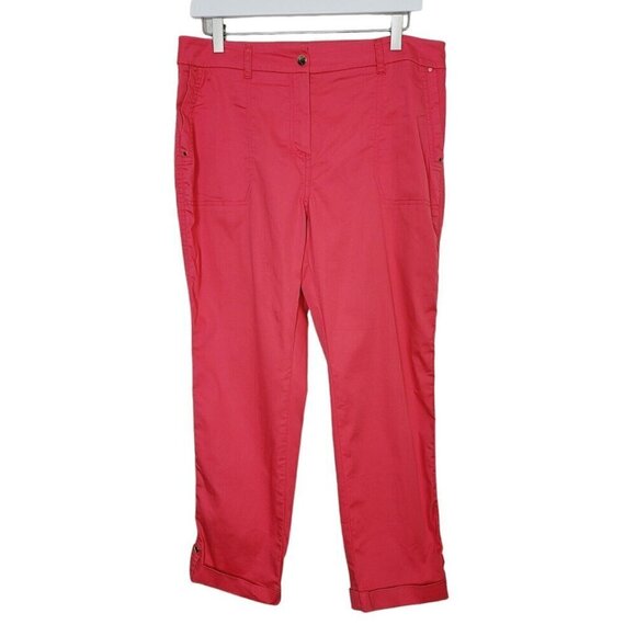 Chico's Covertible Ankle Pants Sz 1P Medium Petite Coral Casual Mature Staple - Picture 1 of 12